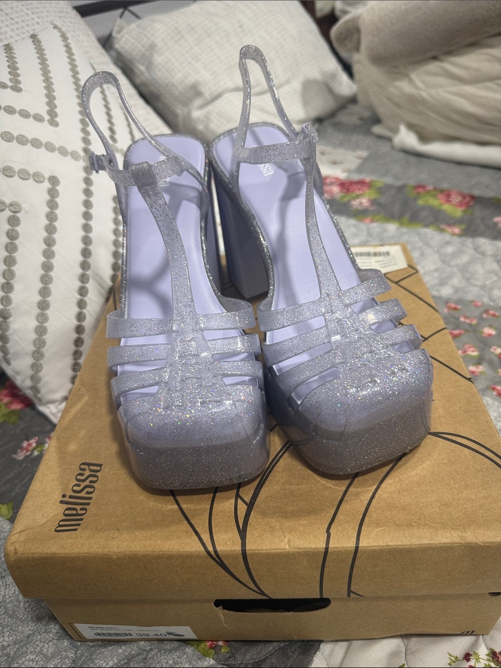 Melissa Lavender Glitter Slingback Heeled Sandals - Picture 2 of 4